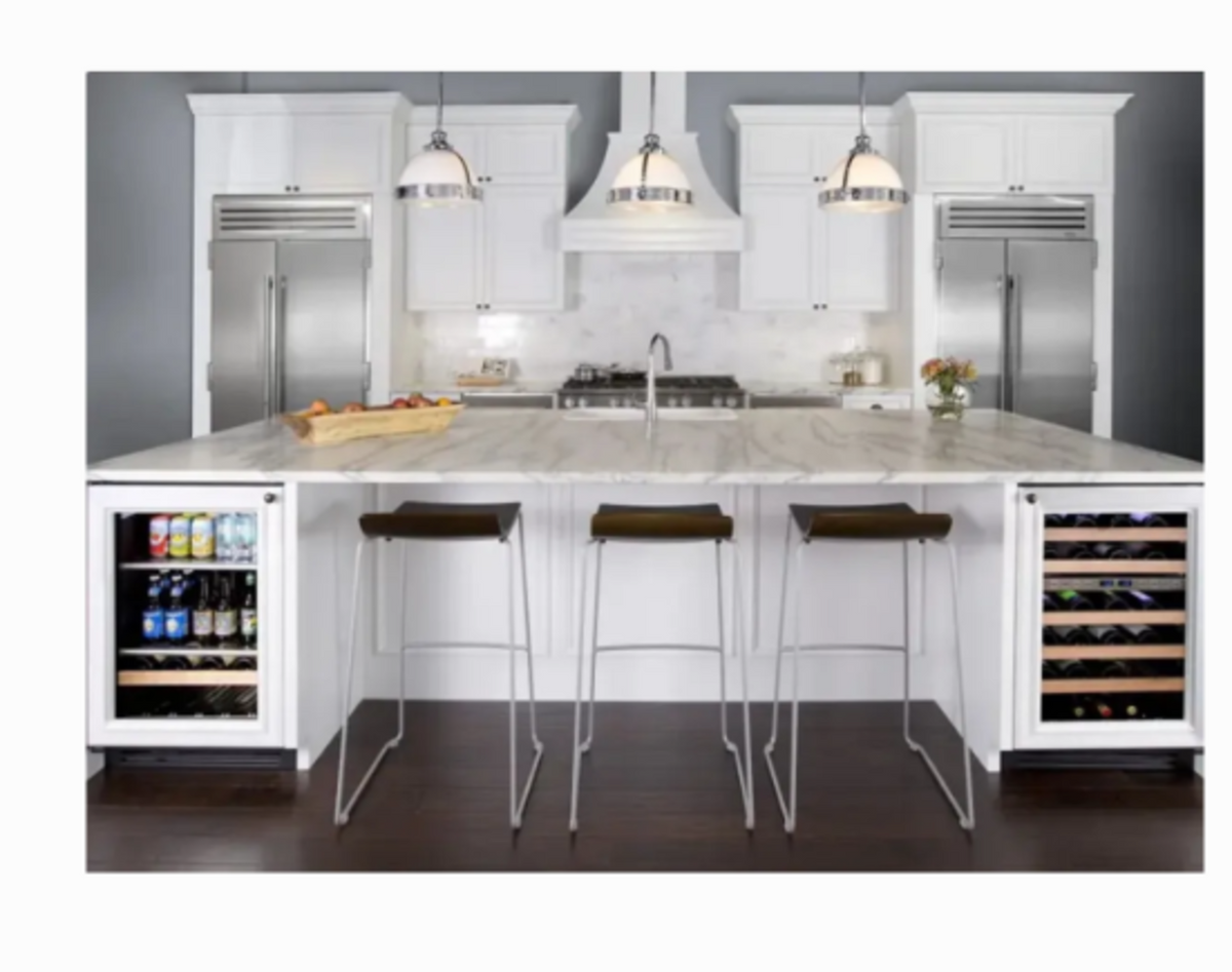 True-Stainless Glass - 2 Glass Shelves, 1 Wine & Floor Cradle- Hinge Right (R)