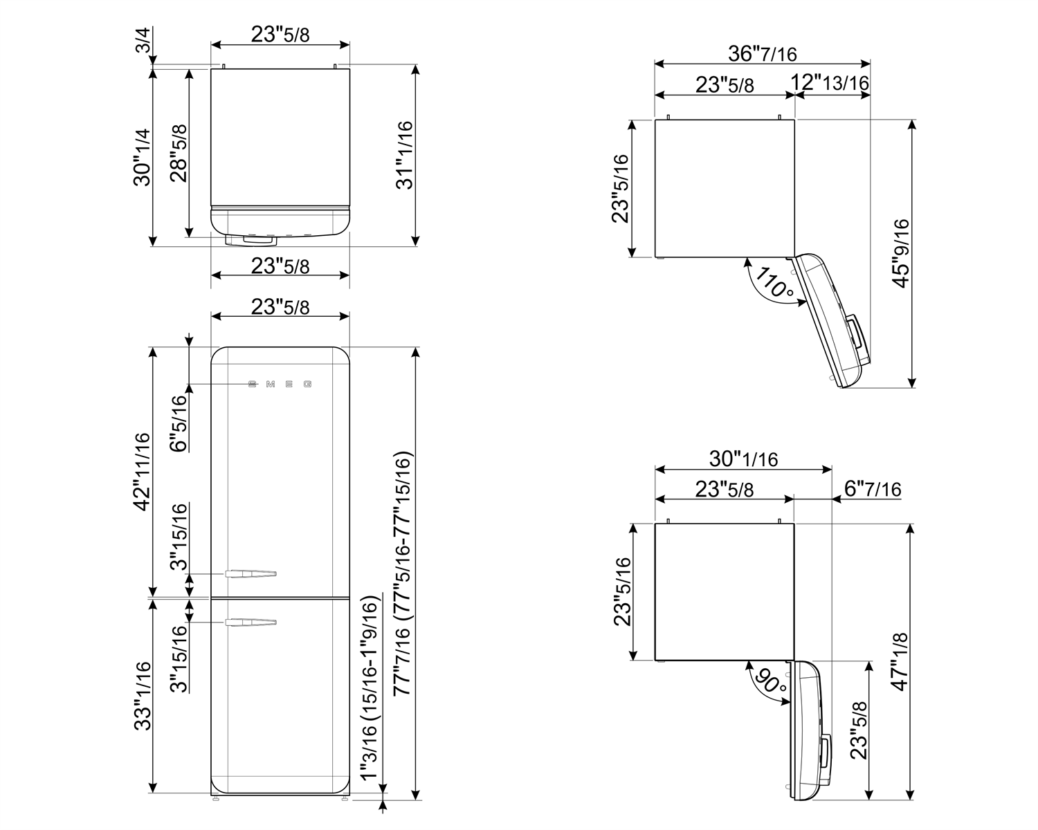 SMEG - Refrigerador 50â€™s Retro Style 24" - Doble puerta, Negro image 2