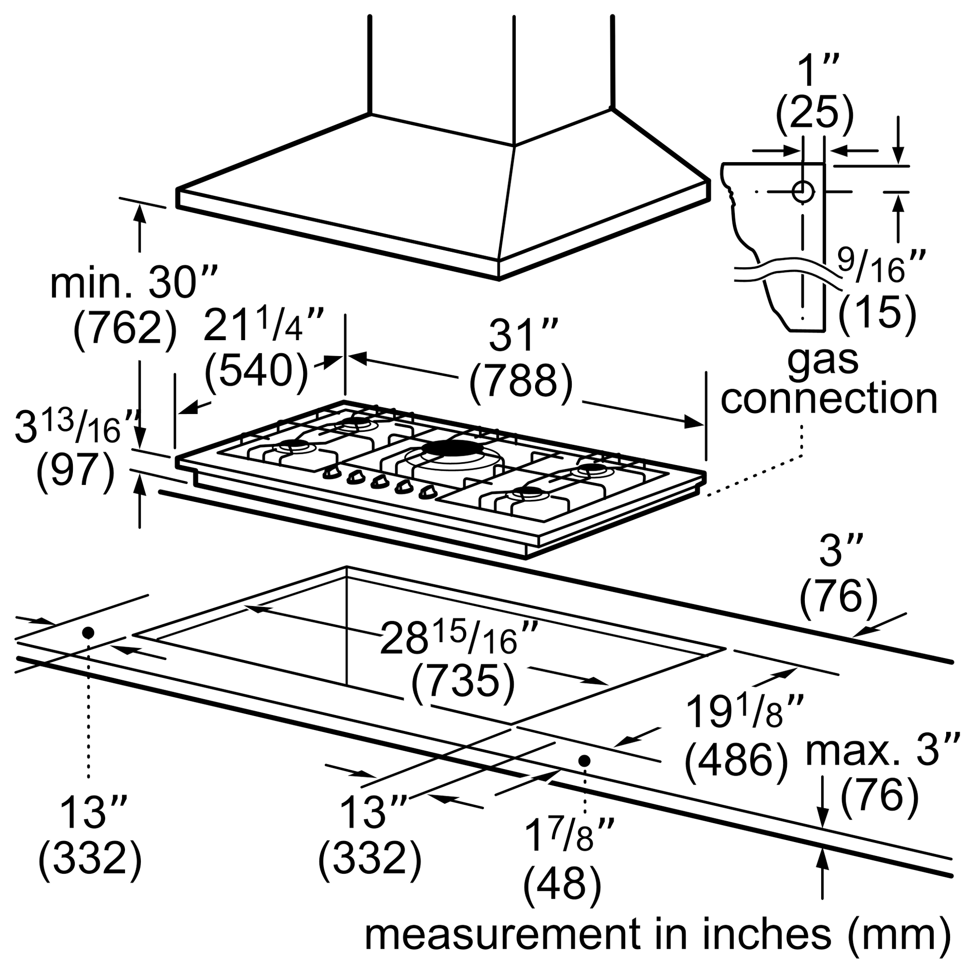 BOSCH - Plantilla a gas, 5 quemadores Serie 800 - 30" image 3