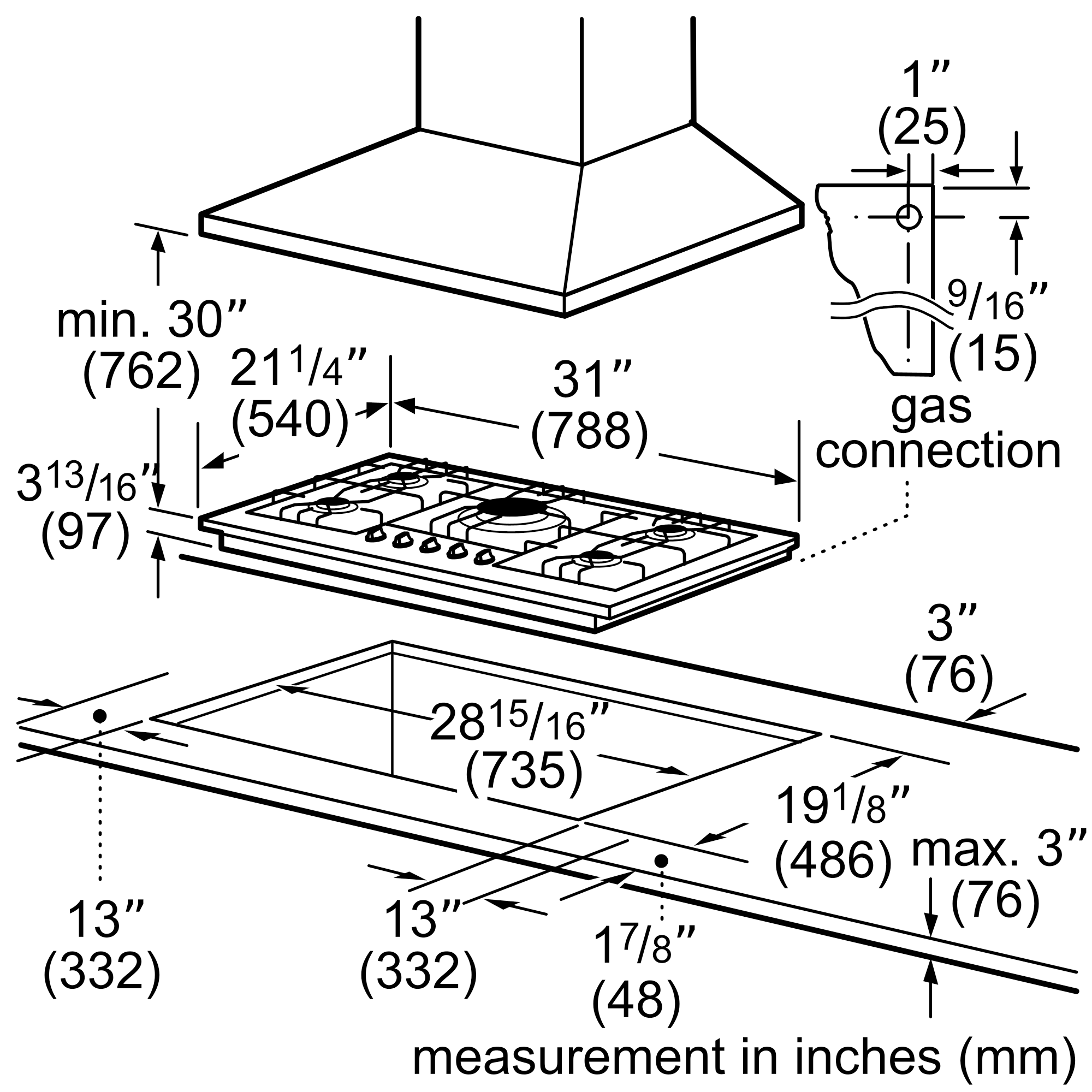 BOSCH - Plantilla a gas, 5 quemadores Serie 800 - 30" image 3