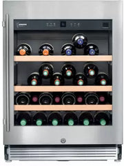 LIEBHERR - Enfriador de Vinos Bajo Mostrador 24", Capacidad 46 Botellas, Bisagra Derecha (rev), Puerta de Vidrio/Acero Inoxidable