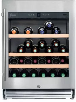 LIEBHERR - Enfriador de Vinos Bajo Mostrador 24", Capacidad 46 Botellas, Bisagra Derecha (rev), Puerta de Vidrio/Acero Inoxidable